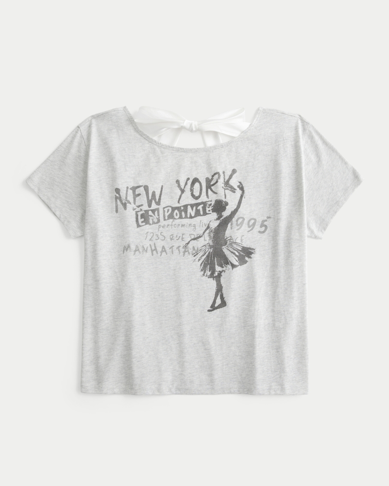 トップス Sudok ribbon tie long t-shirts Women's Easy Ribbon Tie-Back New York Graphic Tee | Women's