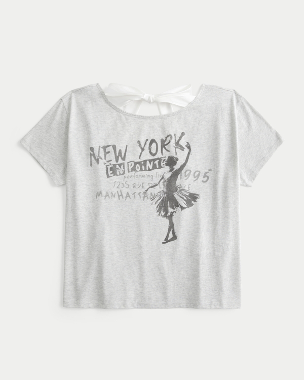 イージー リボン タイバック New York グラフィックTシャツ, ライトヘザーグレー view 1