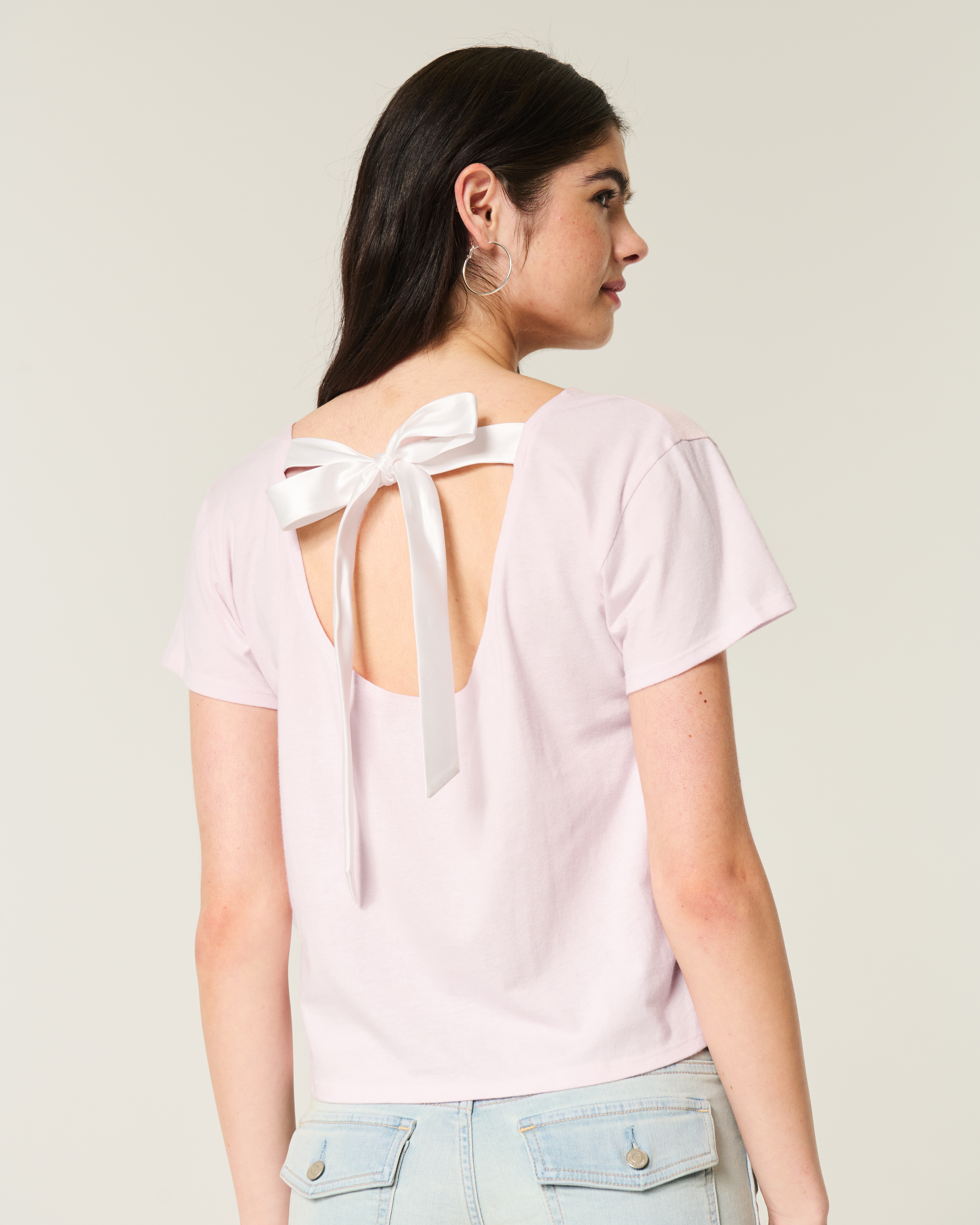 Women's Easy Ribbon Tie-Back Heart Graphic Tee | Women's