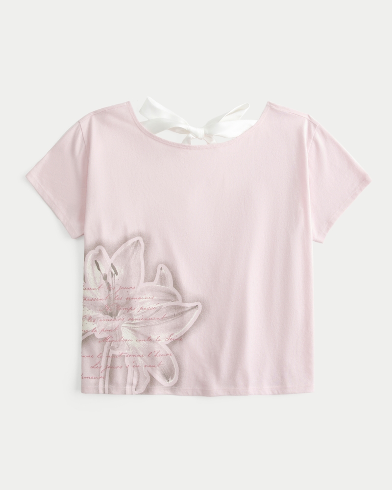 Easy Ribbon Tie-Back Floral Graphic Tee