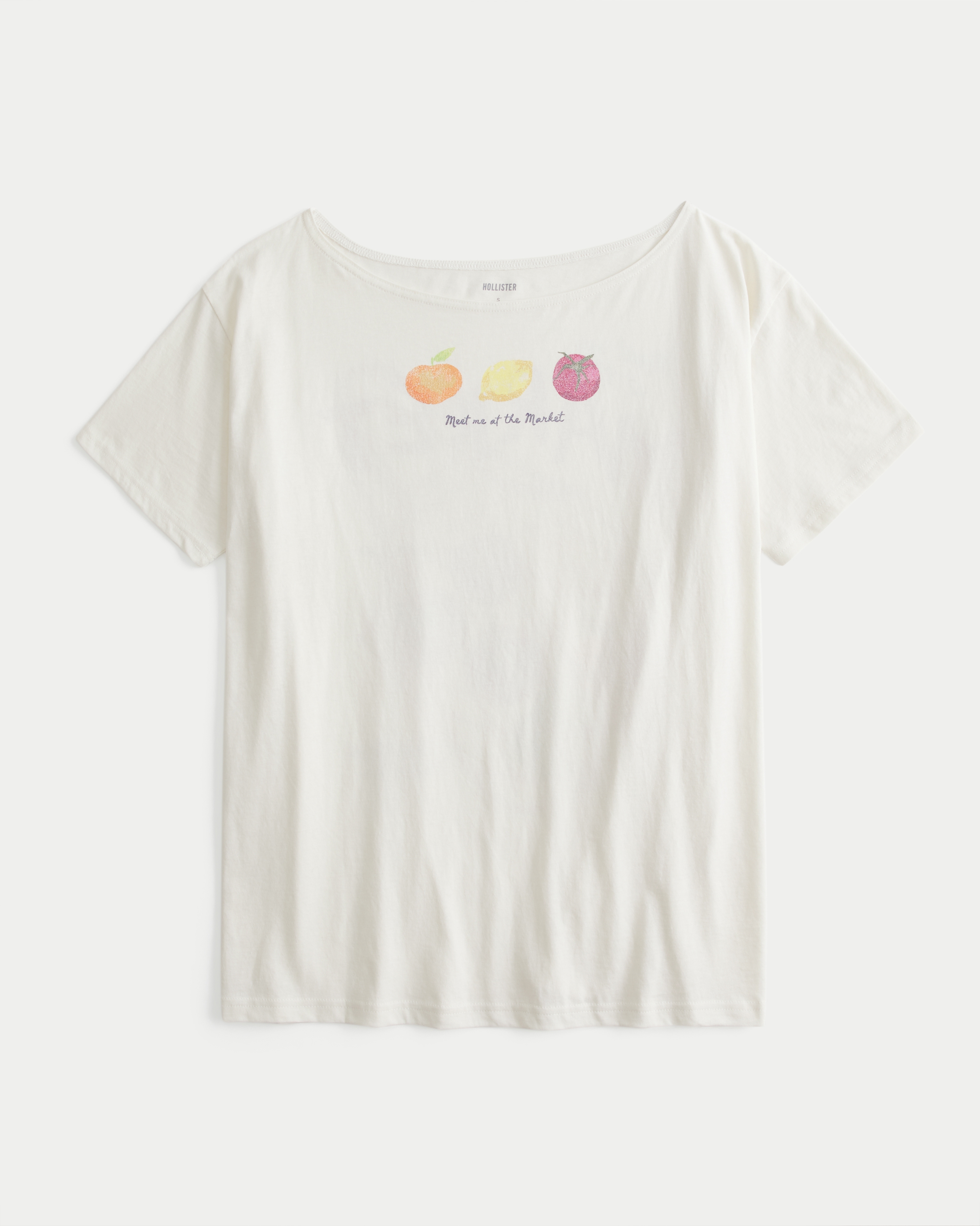 Oversized Off-the-Shoulder Farmers Market Graphic Tee