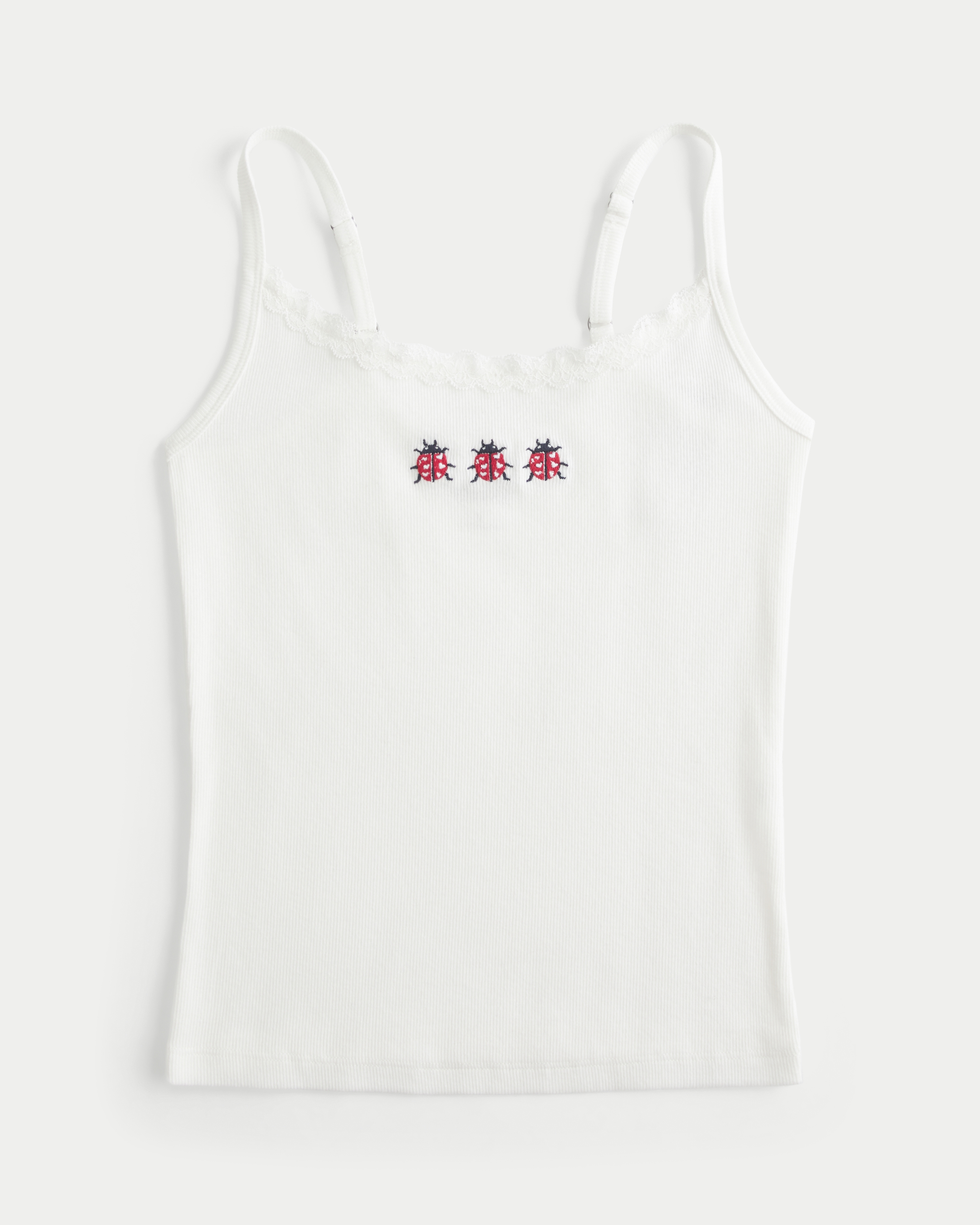 Lace Trim Ladybug Graphic Tank
