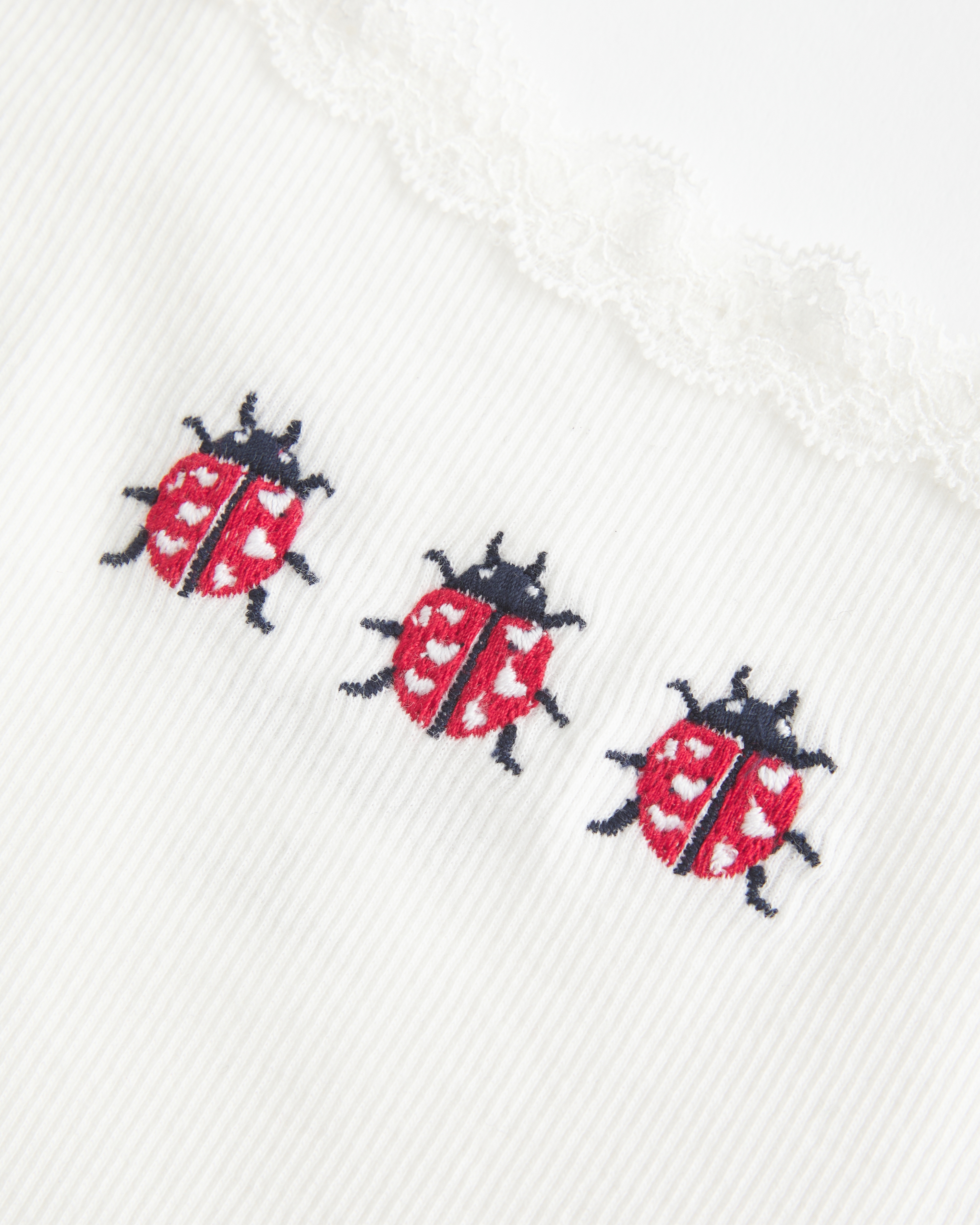 Lace Trim Ladybug Graphic Tank