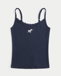 Lace Trim Dog Graphic Tank