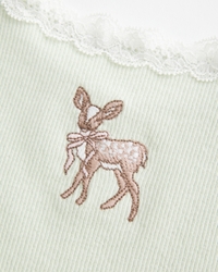 Lace Trim Deer Graphic Tank