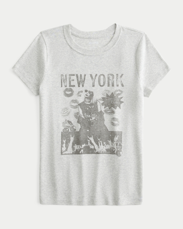 New York グラフィック ベビーTシャツ, ライトヘザーグレー view 1