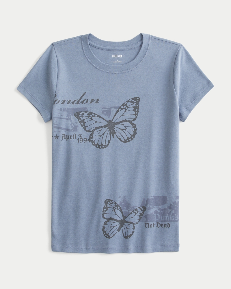 London Butterfly Graphic Baby Tee