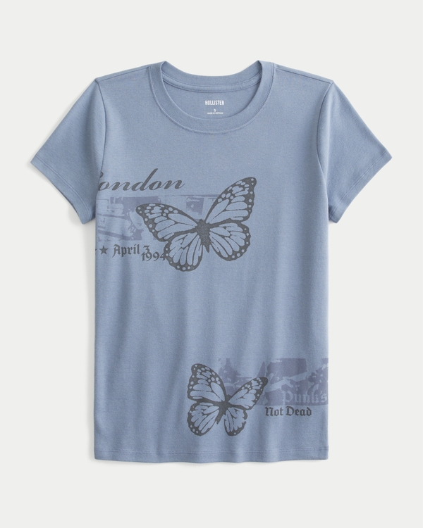 London バタフライ グラフィック ベビーTシャツ, ブルーグレー view 1