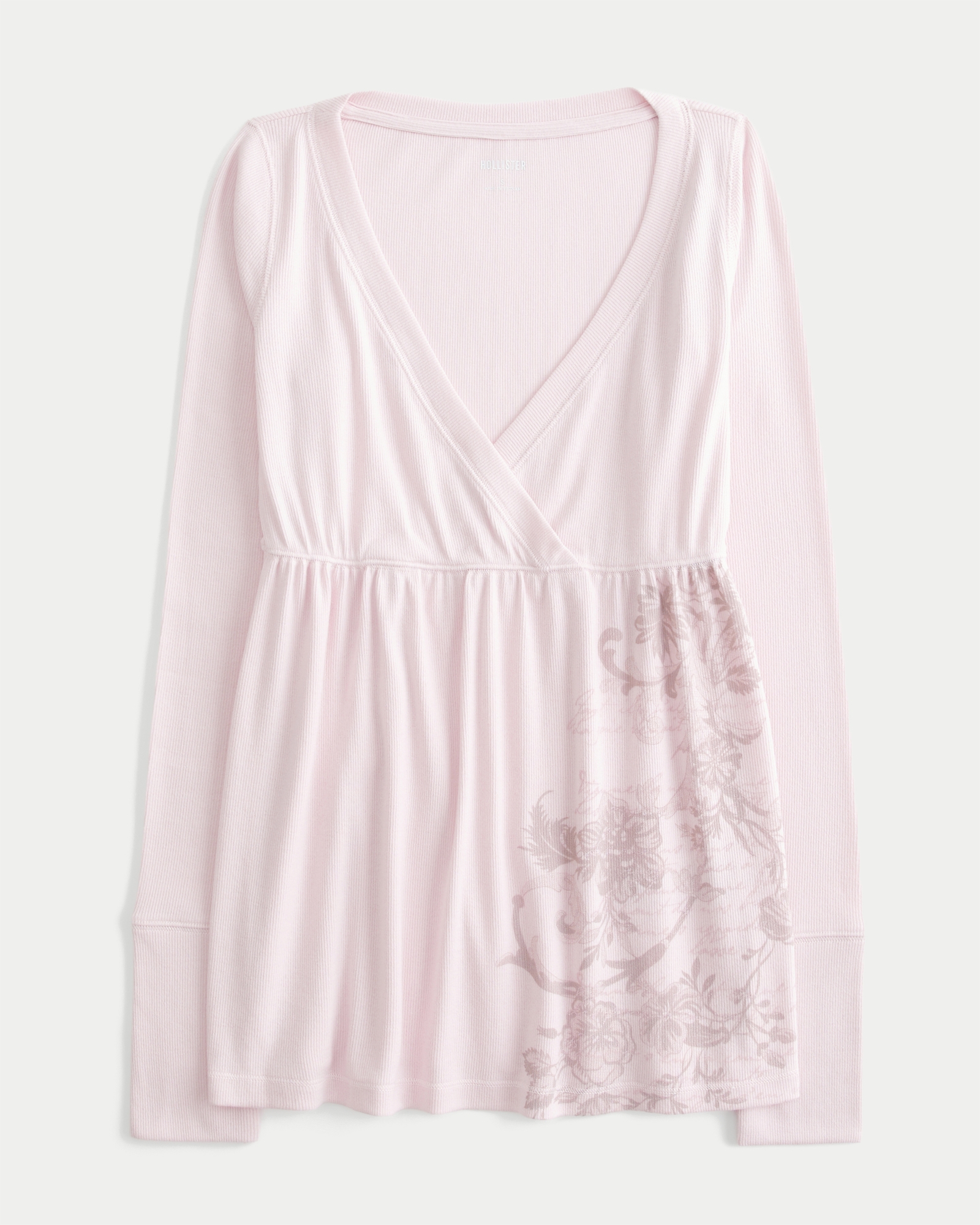 Women's Easy Long-Sleeve Floral Pattern Babydoll Top | Women's