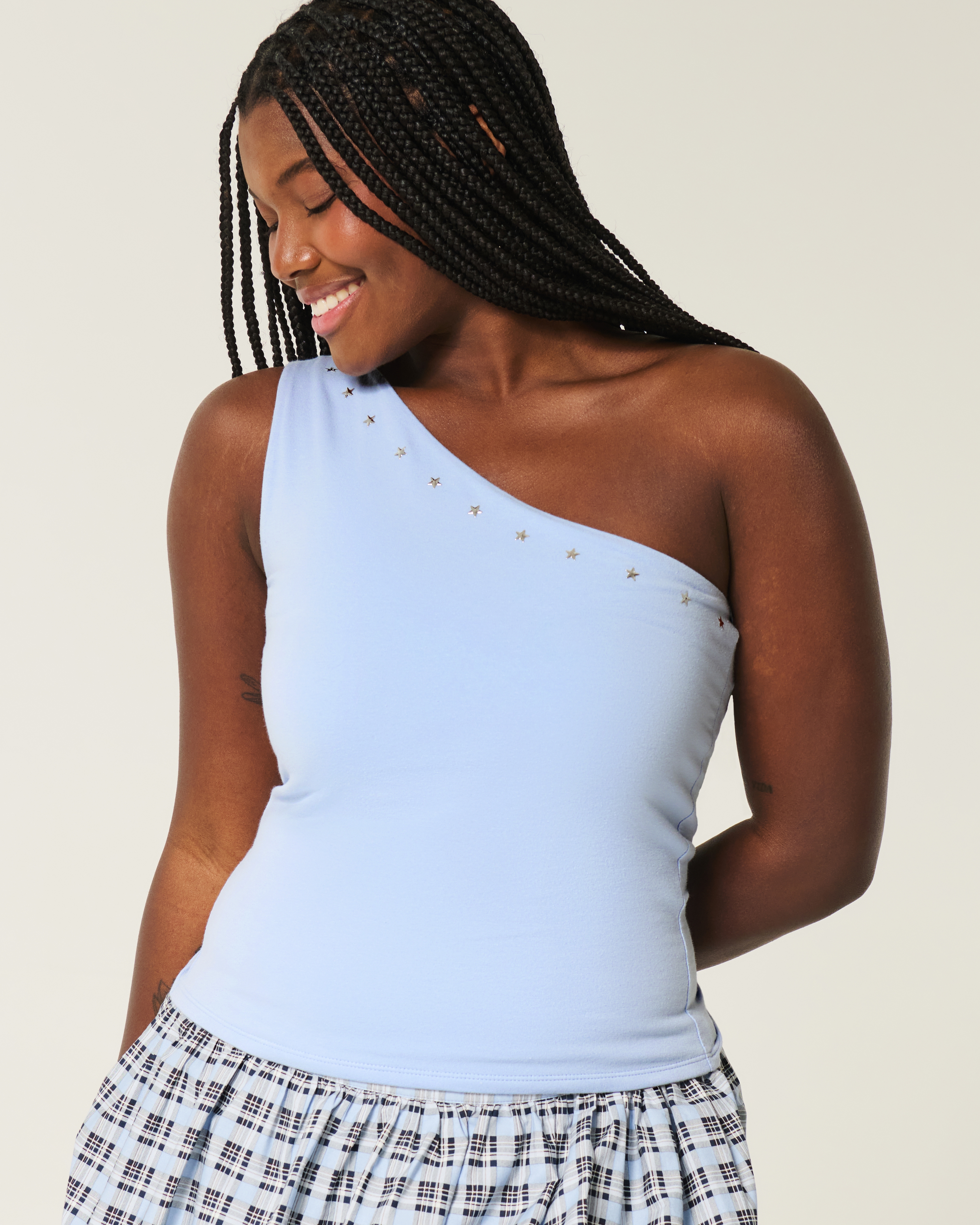 Asymmetrical Shine Graphic Tank