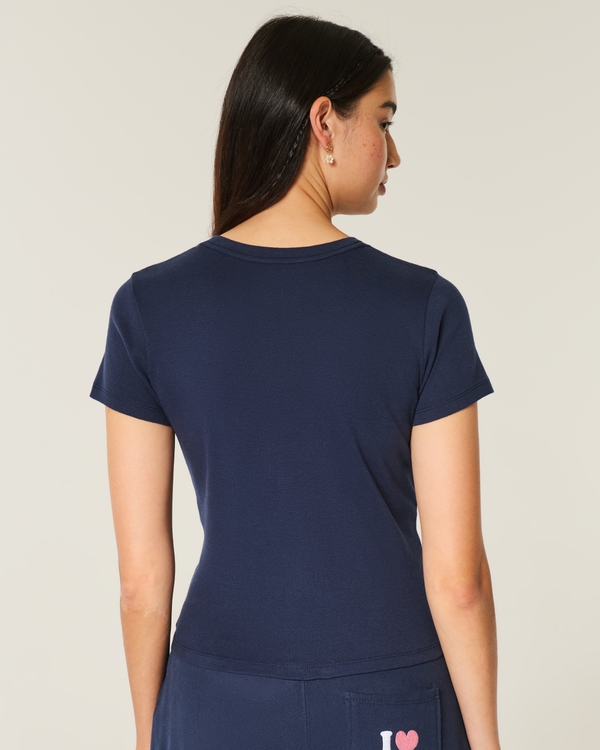 Number Graphic Baby Tee, Navy Blue view 2