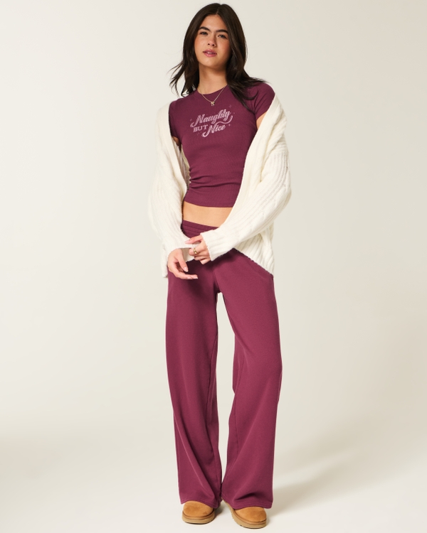 Naughty But Nice Graphic Baby Tee, Mulberry view 2