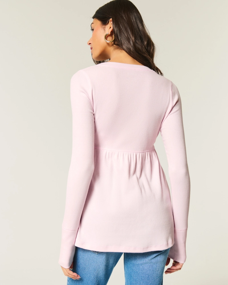 Easy Long-Sleeve Floral Babydoll Top