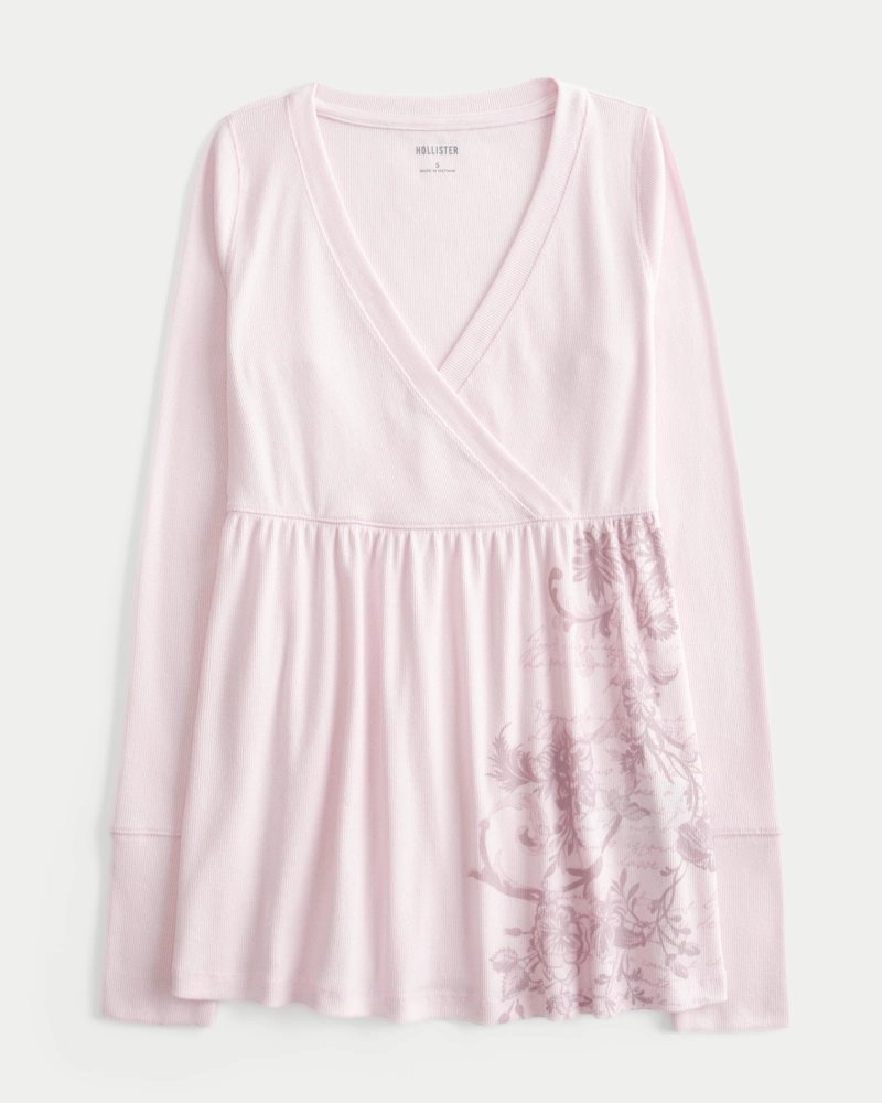 Easy Long-Sleeve Floral Babydoll Top