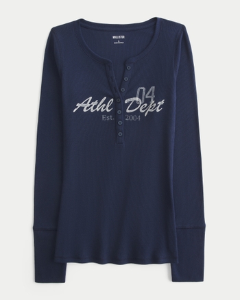 Women's Athl Dept Graphic Henley | Women's Tops | HollisterCo.ca