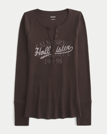 Women's Logo Graphic Henley | Women's Tops | HollisterCo.ca
