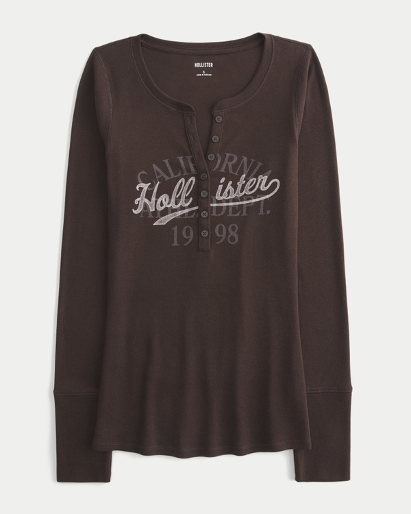 Women's Logo Graphic Henley | Women's Tops | HollisterCo.com