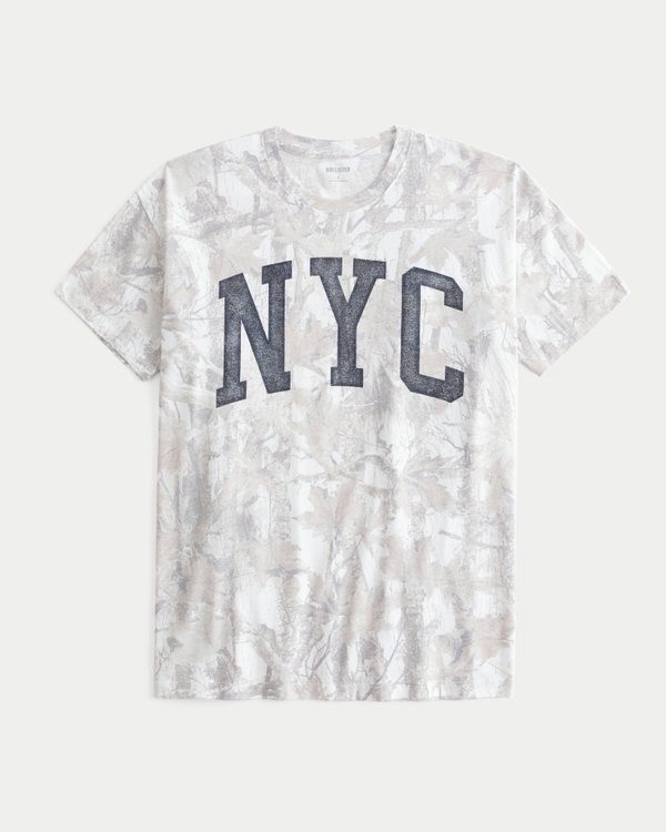 Oversized Camo NYC Graphic Tee, Cloud White Camo view 1