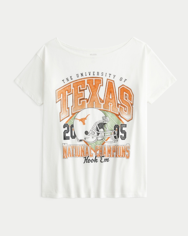 Off-the-Shoulder University of Texas at Austin Longhorns Graphic Tee, White view 1