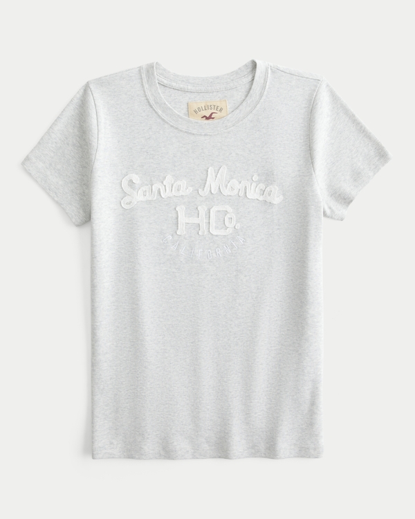Logo Graphic Baby Tee, Light Heather Grey view 1