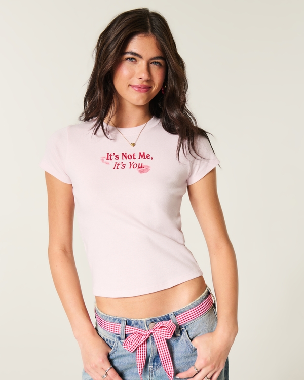 It's Not Me, It's You Graphic Baby Tee, Light Pink view 1