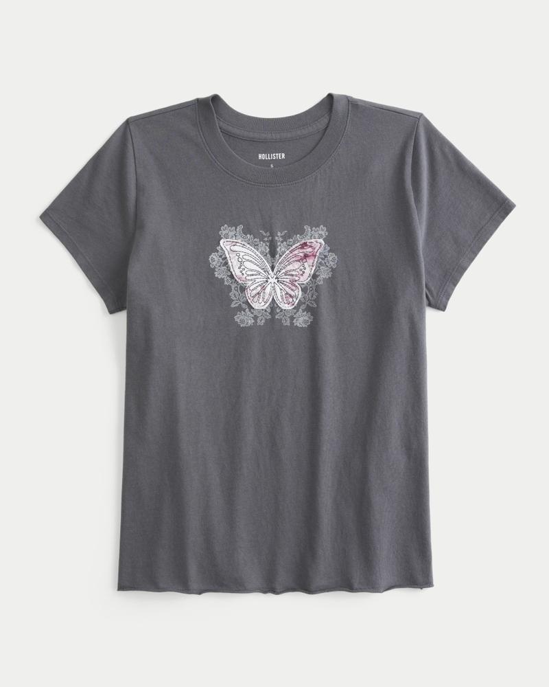 Easy Body-Skimming Butterfly Graphic Tee
