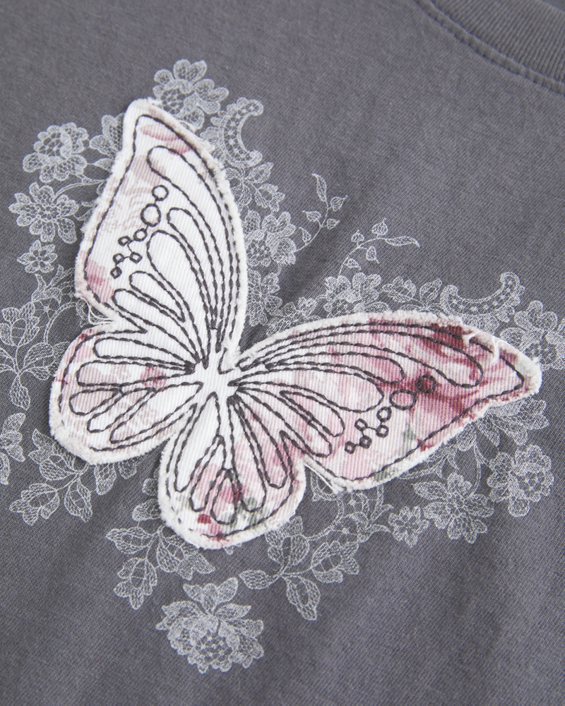 Women's Easy Body-Skimming Butterfly Graphic Tee Women's Tops