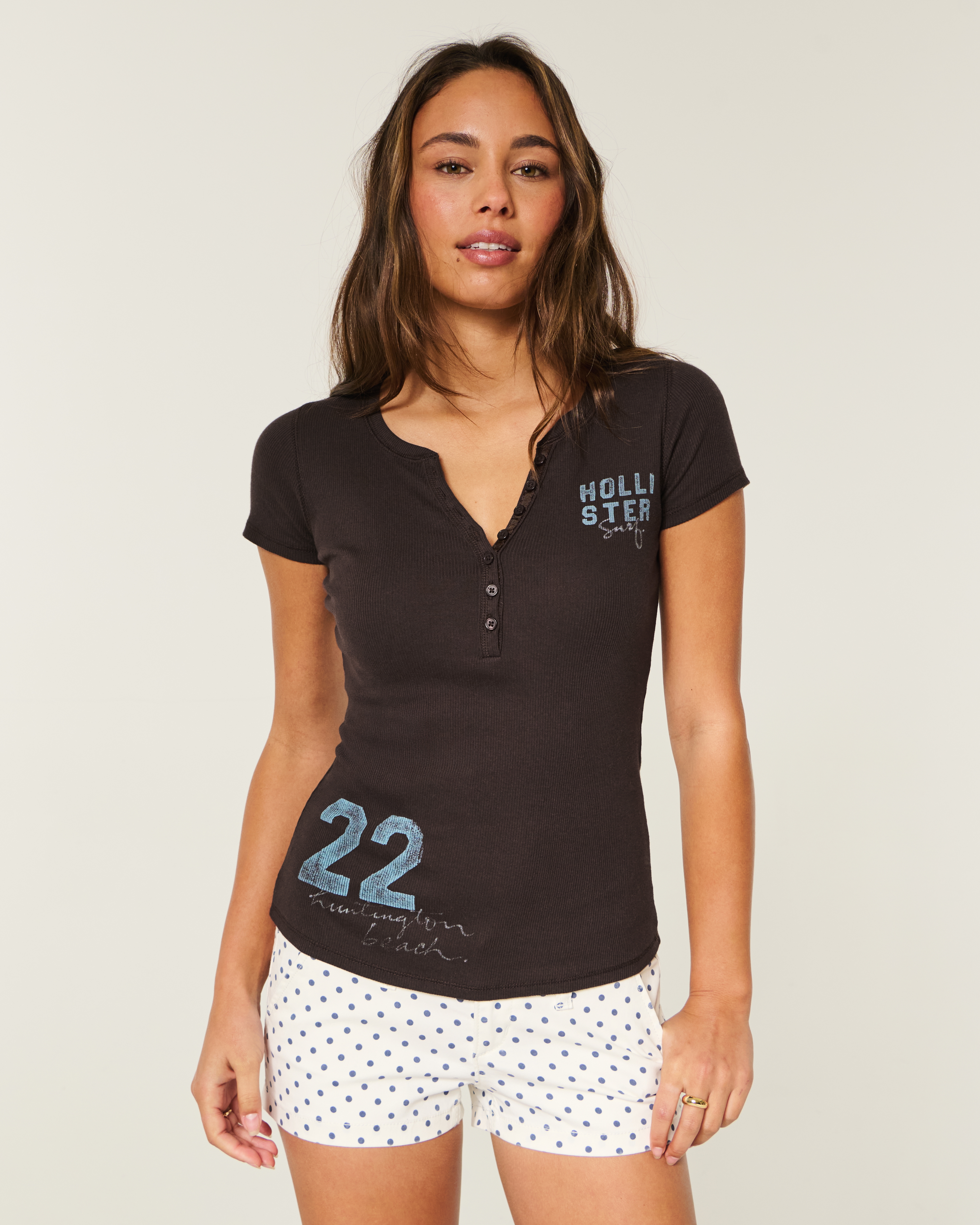 Surf Logo Graphic Henley T-Shirt