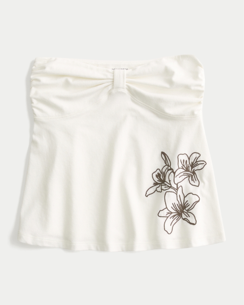 Women's Strapless Floral Graphic Babydoll Top | Women's Tops