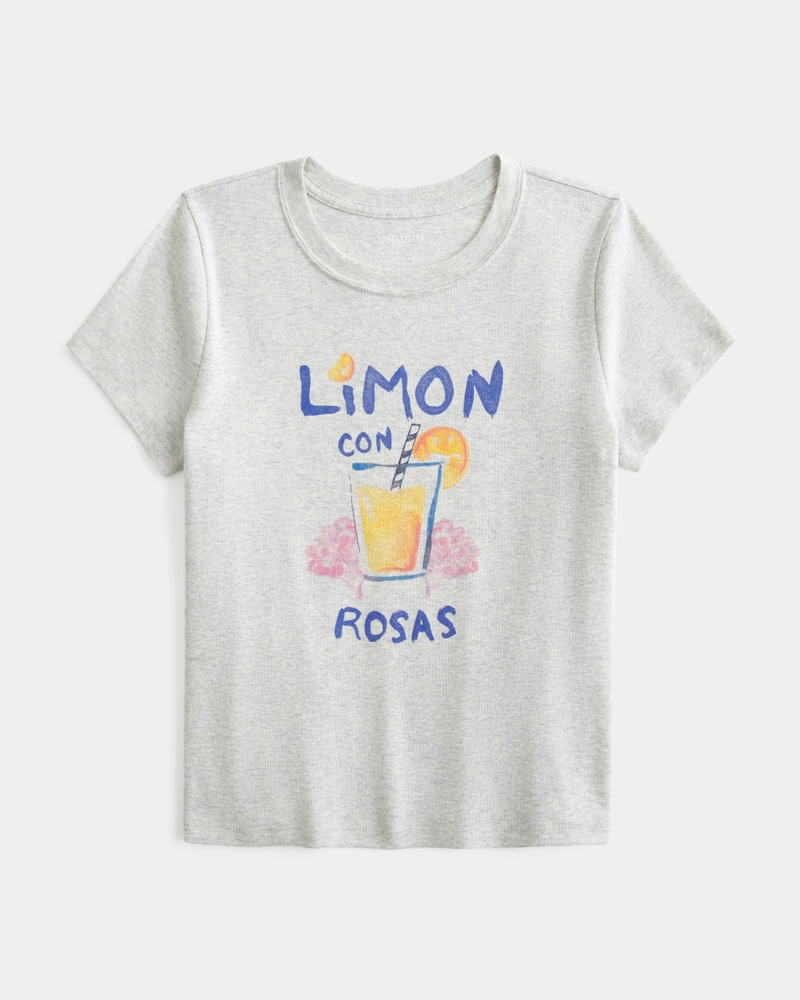 Women's Cotton Limón con Rosas Graphic Baby Tee | Women's