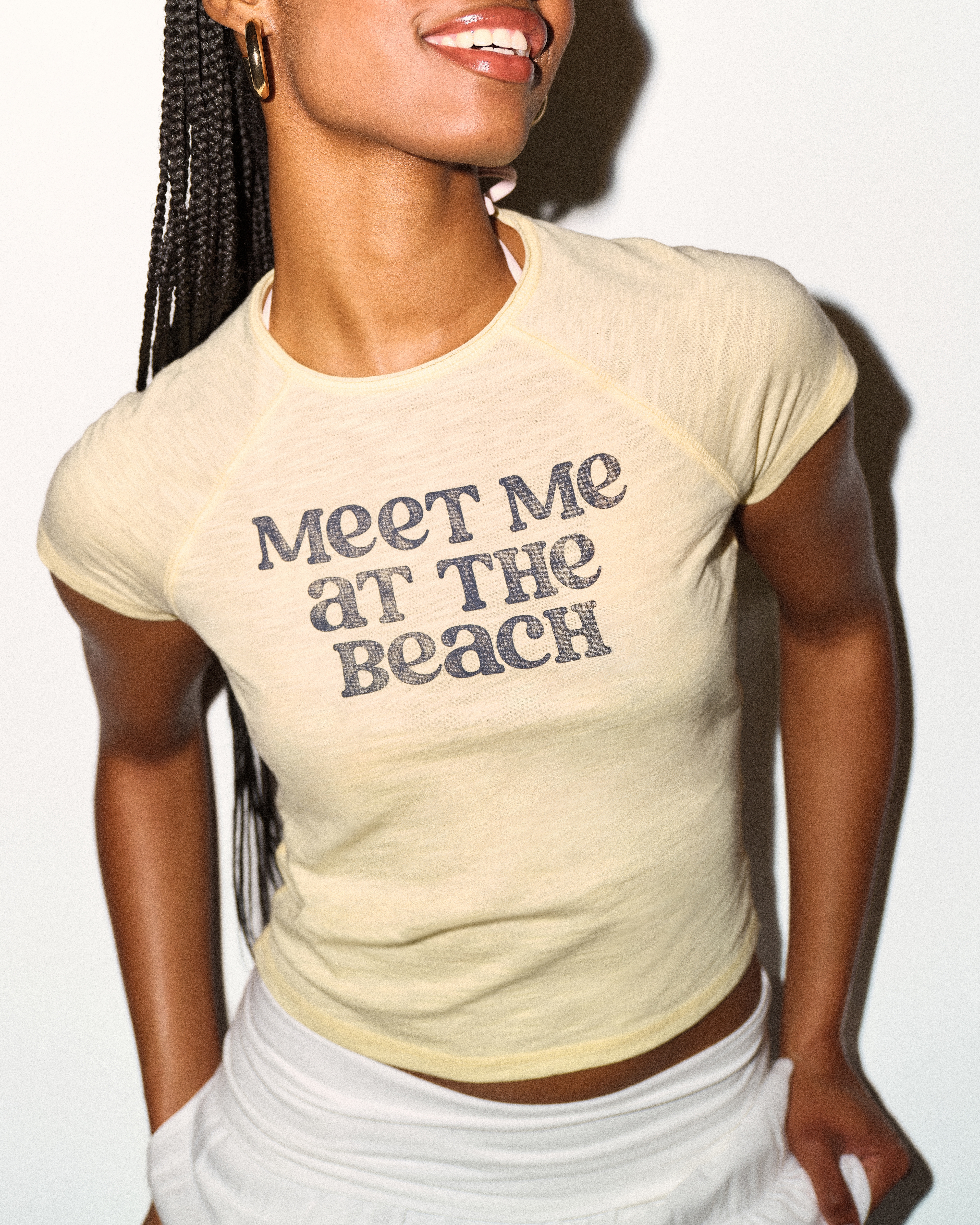 Meet Me at the Beach Graphic Slub Baby Tee