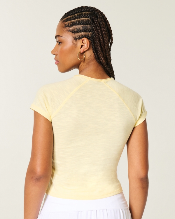 Meet Me at the Beach Graphic Slub Baby Tee, Butter Yellow view 2