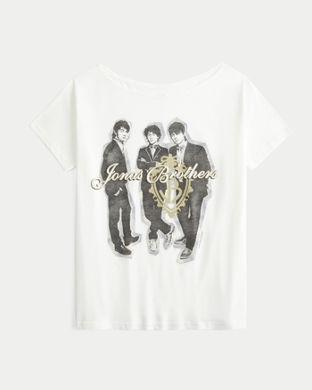 Women's Off-the-Shoulder Jonas Brothers Graphic Tee | Women's Tops | HollisterCo.com