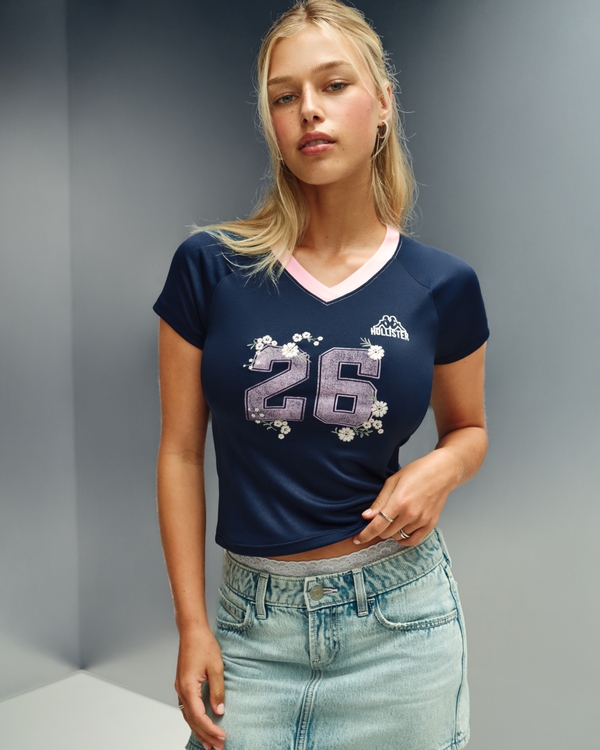 Hollister + Kappa Graphic Soccer Tee, Navy view 1