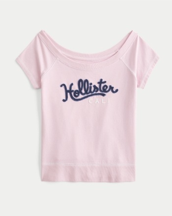 Women's Logo Graphic Slash-Neck Tee | Women's Tops | HollisterCo.com