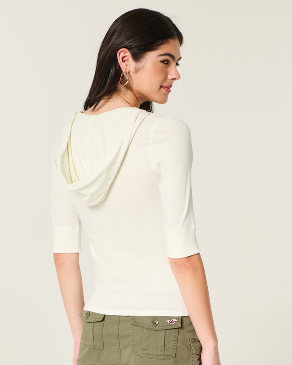 Hooded Half-Sleeve Waxer Graphic Tee, Cloud White view 2