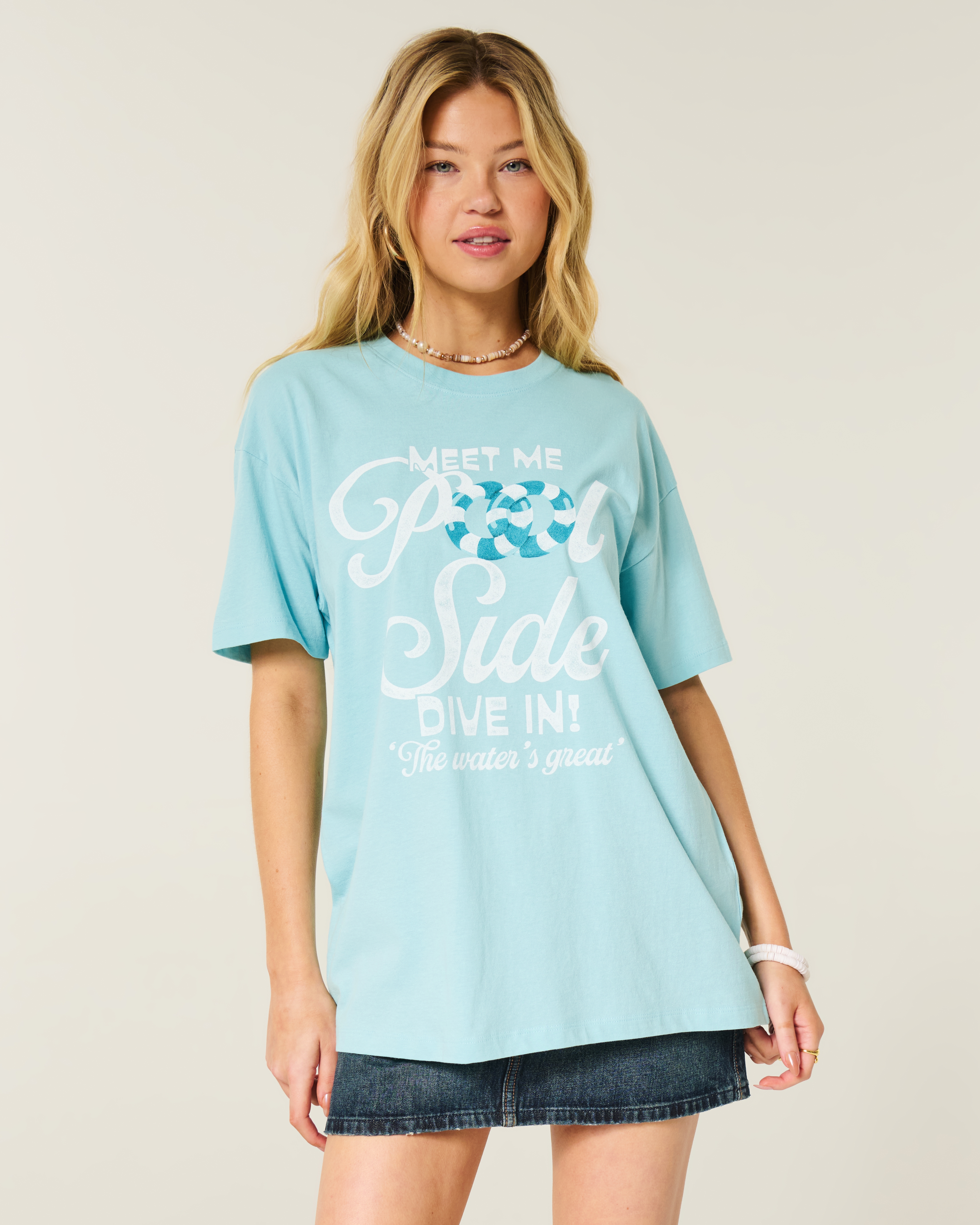Oversized Meet Me Poolside Graphic Tee