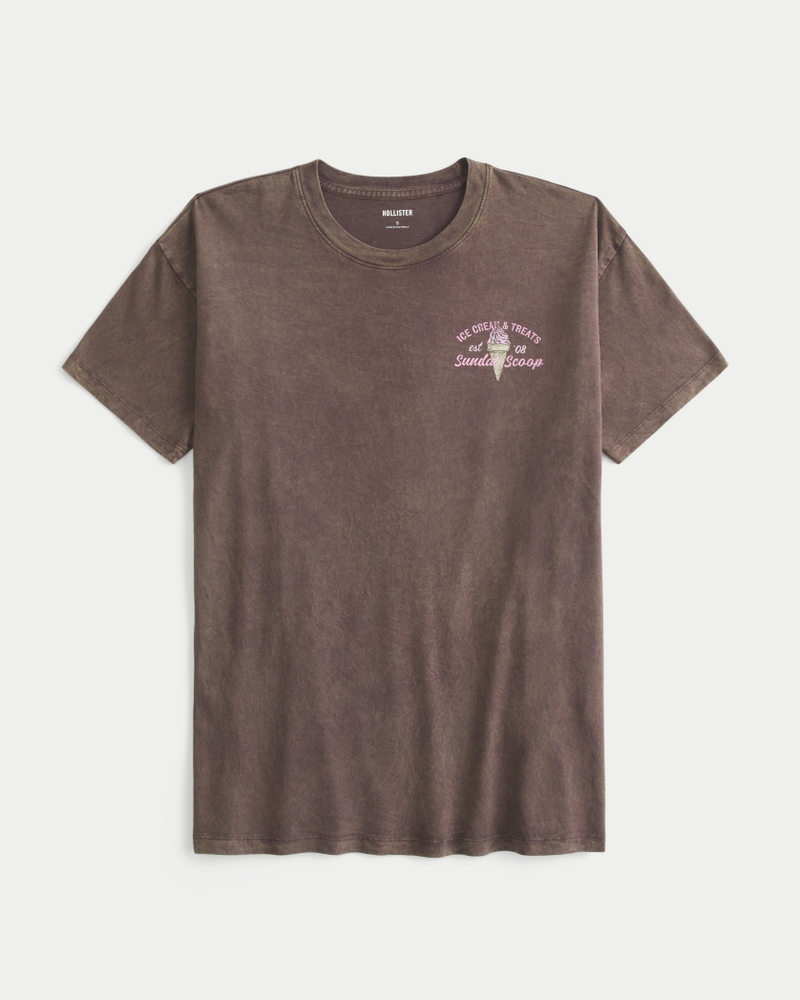 SUKALA ジオメトリックショートトップス　M チョコレートブラウン ウィメンズ オーバーサイズ Sundae Scoop グラフィックTシャツ