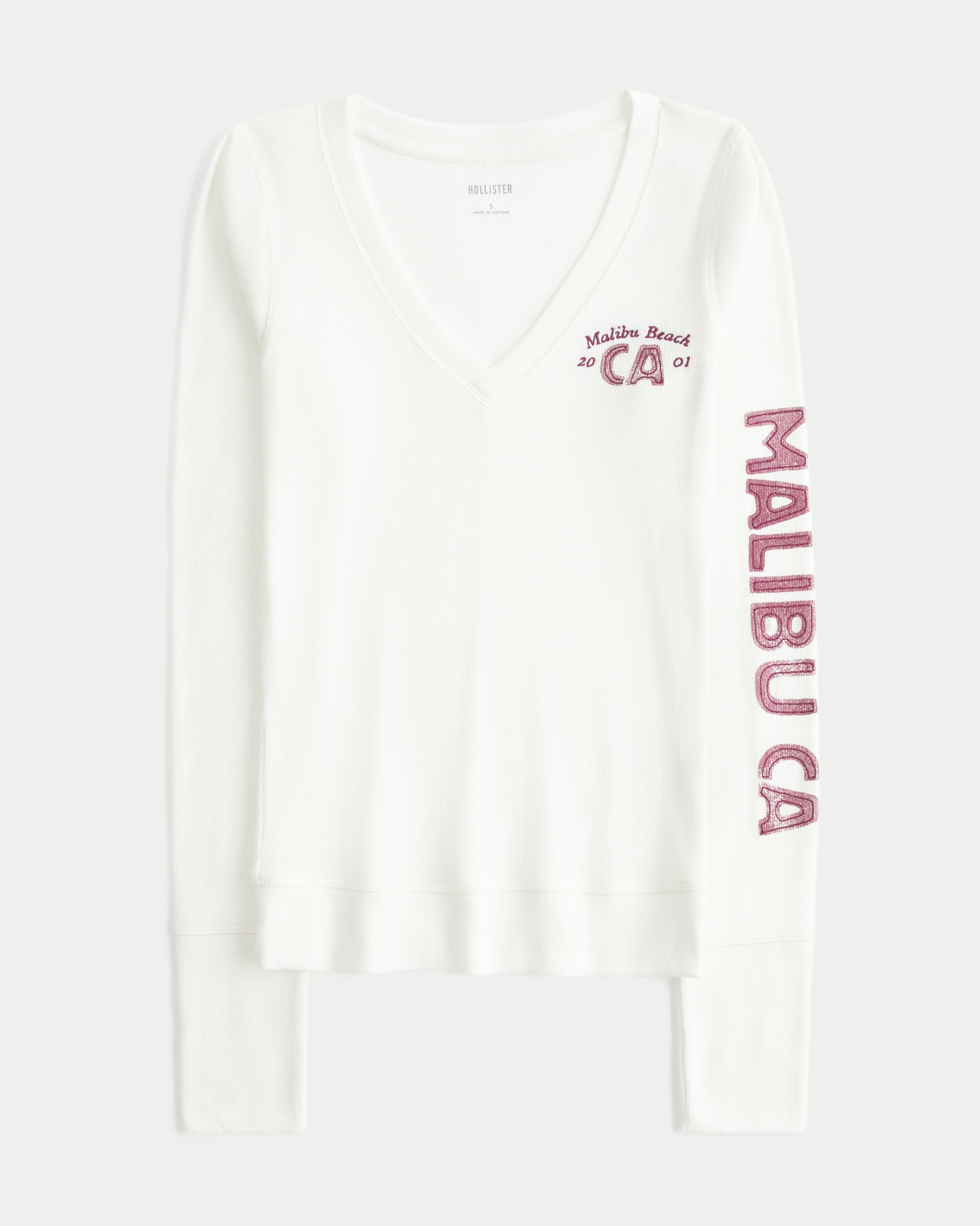 Long-Sleeve V-Neck Malibu Graphic Tee