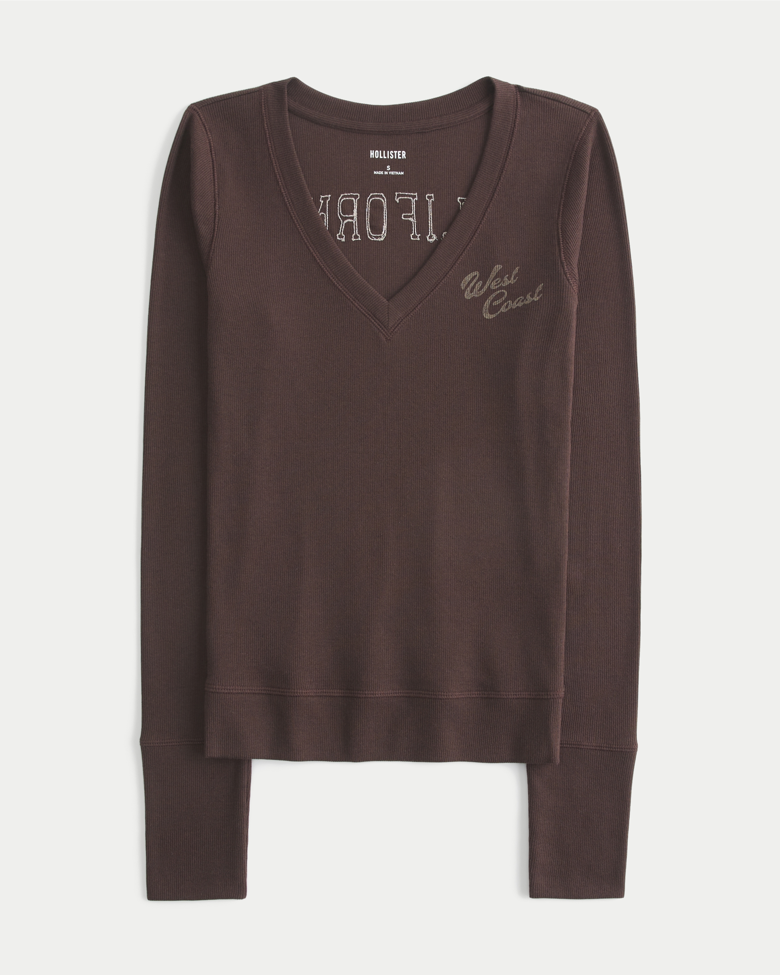Long-Sleeve V-Neck California Graphic Tee