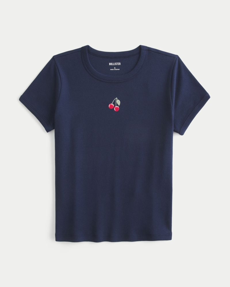 Women's Cotton Cherry Graphic Baby Tee | Women's Clearance