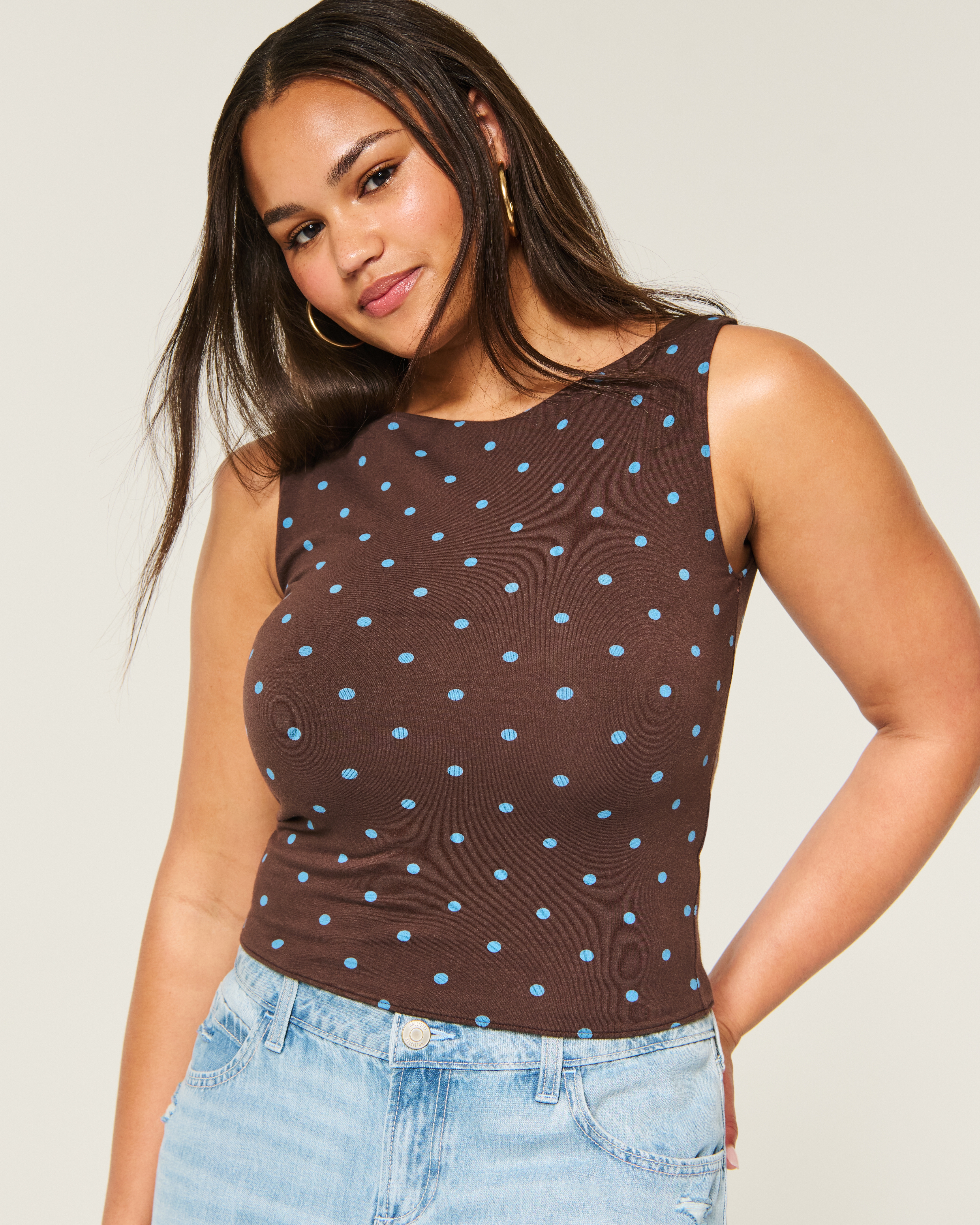 Dot Slash-Neck Tank