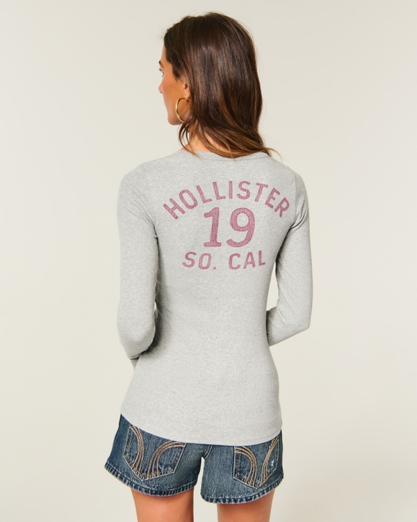 Logo Graphic Henley, Light Heather Grey view 2