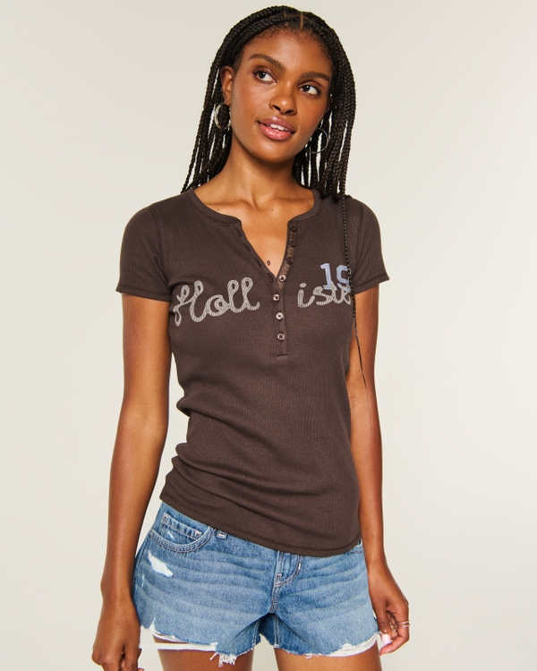 新品！BRIEFING WOMENS WS MINI 3D LOGO Women's Short-Sleeve Logo Graphic Henley | Women's Tops