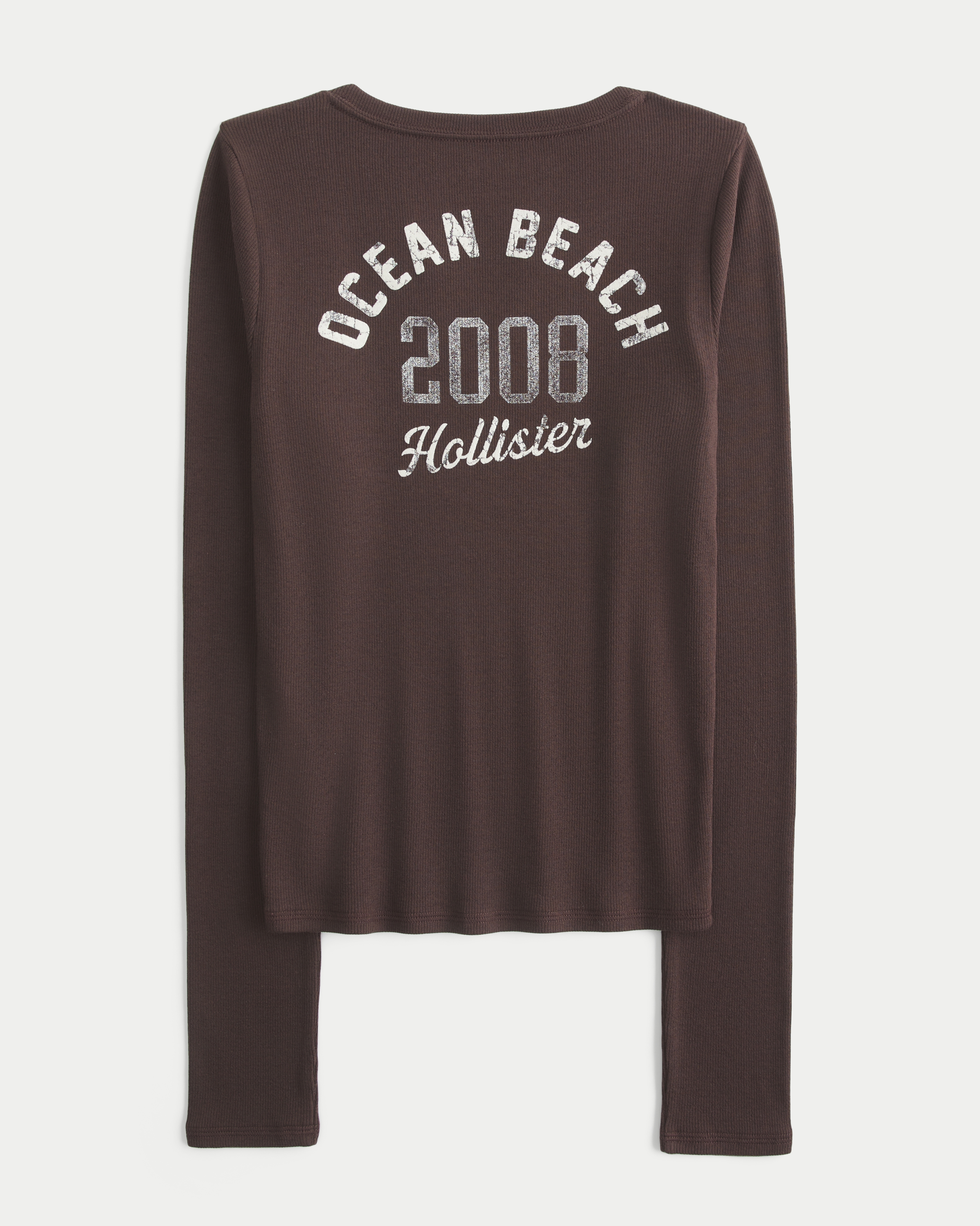 Long-Sleeve Notch-Neck Logo Graphic Tee
