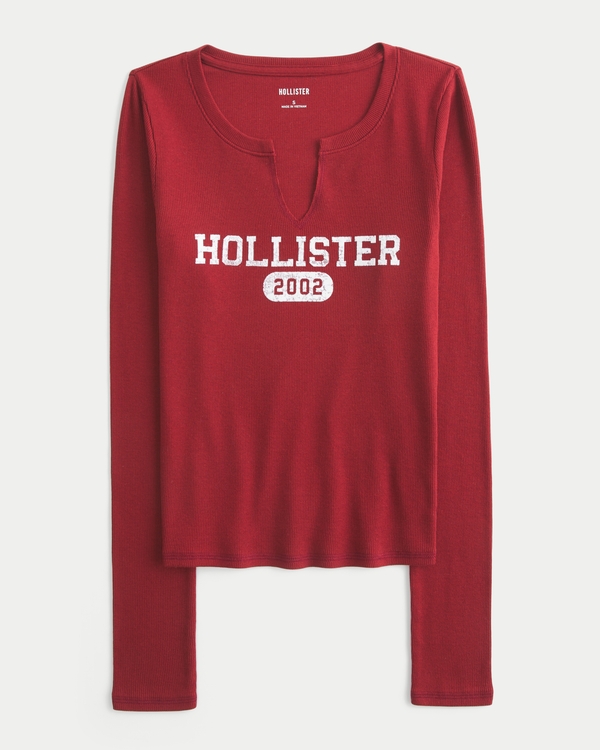 ウィメンズ Long-Sleeve Notch-Neck Logo Graphic Tee | ウィメンズ