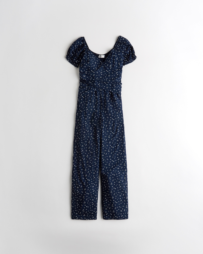 Madchen Jumpsuit Mit Wickeldesign Vorne Und Puffarmeln Madchen Sale Hollisterco Com