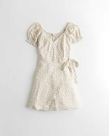 Girls Wrap Puff Sleeve Mini Dress Hollister Hollisterco Ca 