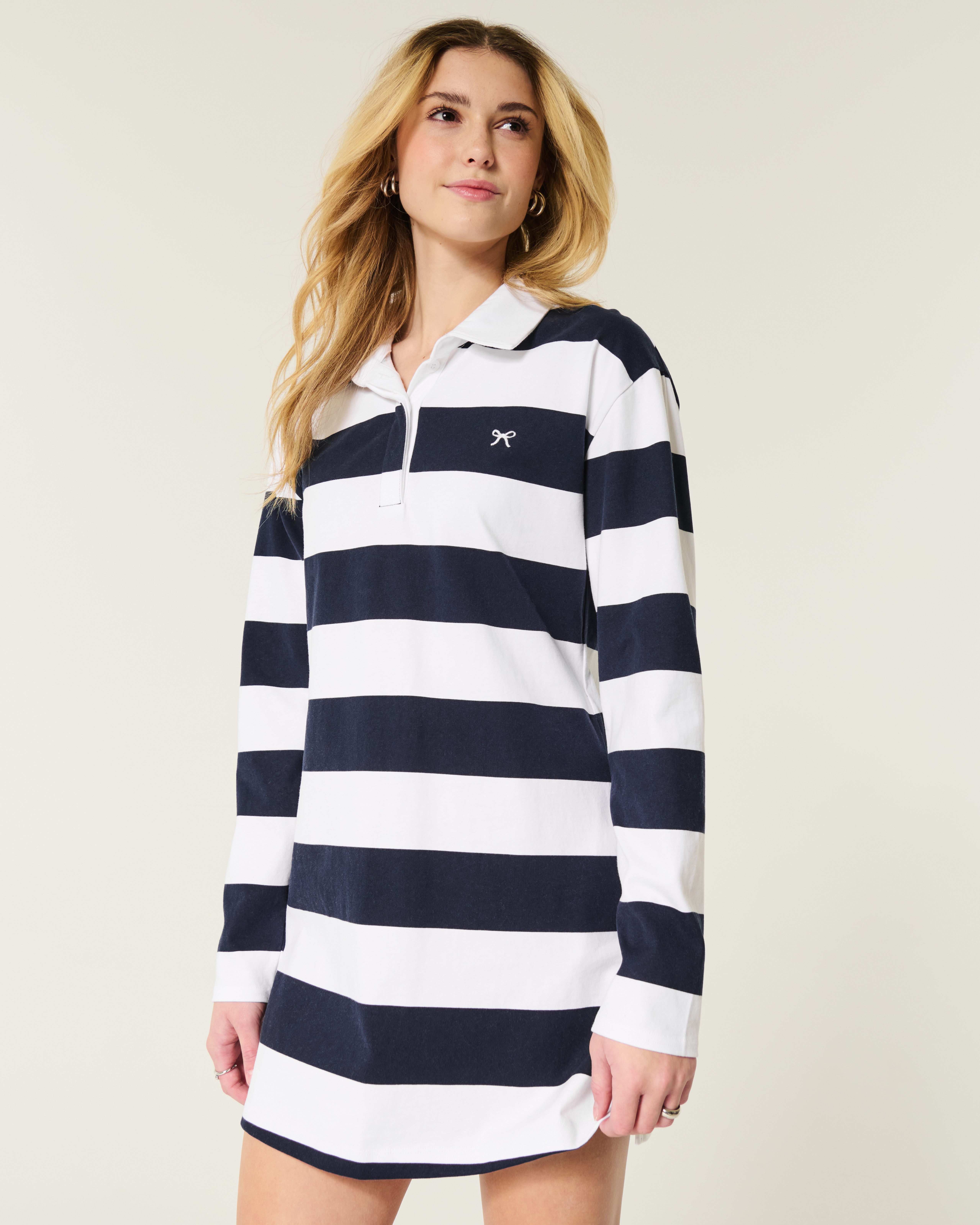 Long-Sleeve Rugby Mini Dress