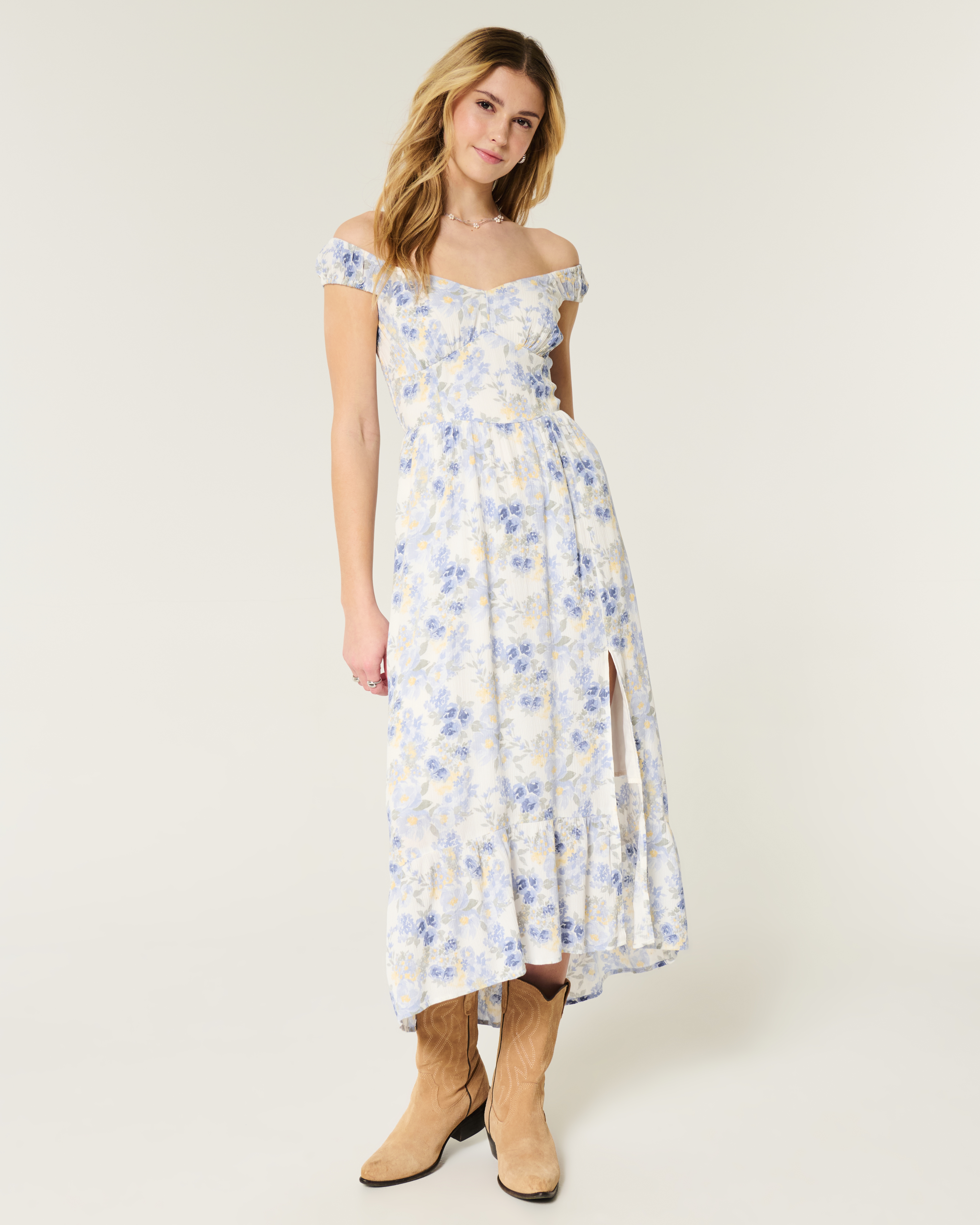 High-Low Hem Twist-Bust Midi Dress